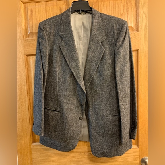 Vtg Bachrach Men’s 42R Blazer Sport Coat Charcoal Gray Windowpane - MAN IN WOOL - Picture 1 of 9